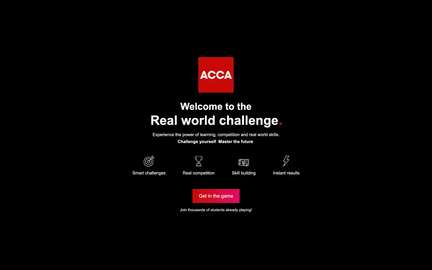 ACCA Real World Challenge, the top of the website